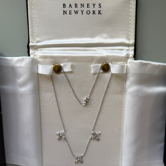 Designer CATHY WATERMAN Platinum Diamond 3 Flower Station Pendant Chain Necklace - Picture 5 of 14